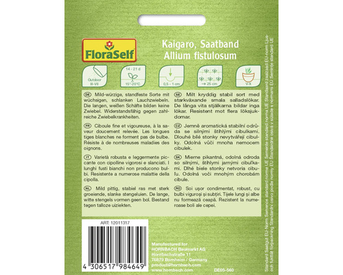 Pásek semen Kaigaro Allium fistulosum pro venkovní pěstování