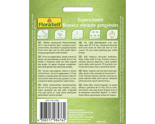 Balení semen obrovského kedlubnu FloraSelf Superschmelz