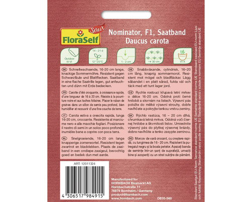 FloraSelf Semenný pás Nominator F1 Mrkev