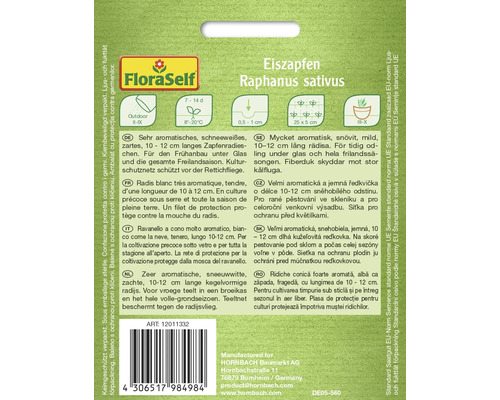 Balení semen ředkvičky Eiszapfen Raphanus sativus