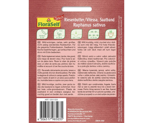 Pásek semen ředkvičky odrůdy Riesenbutter/Vitessa od FloraSelf