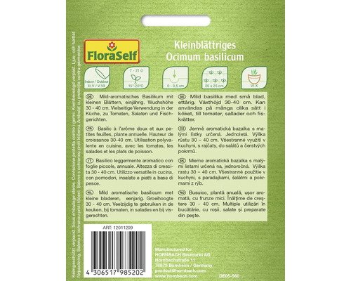 Balení semen bazalky drobnolisté (Ocimum basilicum)