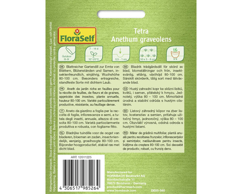 Balení semen kopru Tetra pro výsev kopru