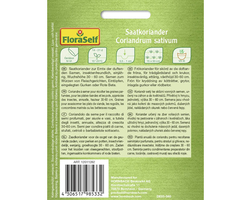 Balení semen koriandru