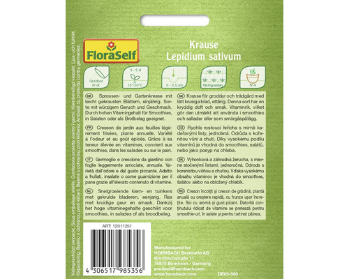 Balení semen Rychle rostoucí řeřicha s mírně kadeřavými listy