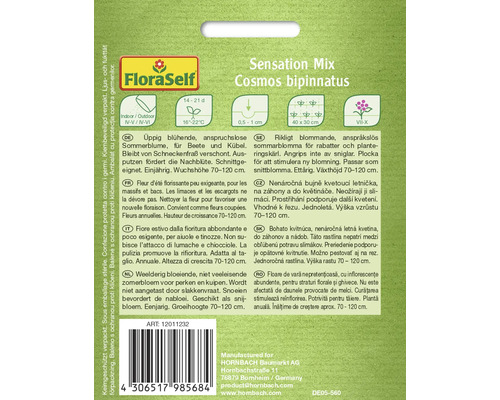 Balení semen květin Cosmos bipinnatus Sensation Mix od FloraSelf