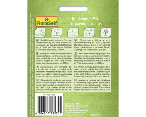 Balení semen FloraSelf Popínavá směs Tropaeolum majus
