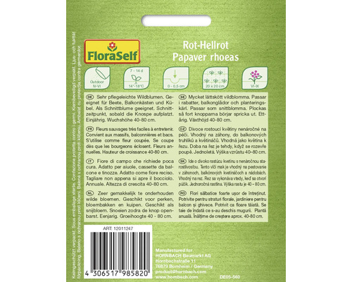 Balení semen vlčího máku odrůdy Papaver rhoeas