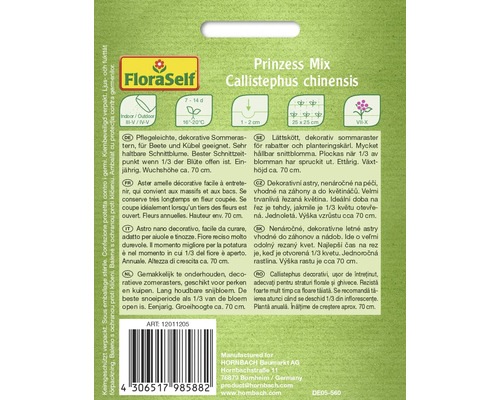 Balíček semen Prinzess Mix Callistephus chinensis pro letní astry