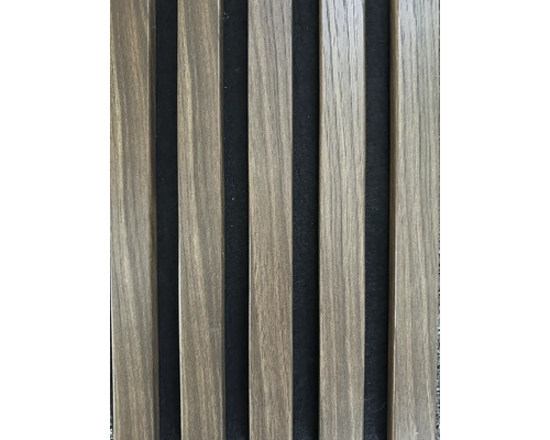 Akustický panel 2650x450x20 mm ořech, lamela 38 mm Dřevěný panel s lamelovou strukturou pro obklady stěn