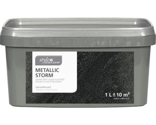 StyleColor Barva na zeď Metallic Storm 1 l černý se zlatými třytkami