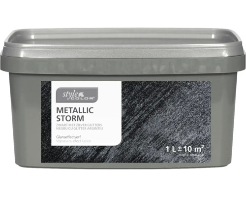 StyleColor Barva na zeď Metallic Storm 1 l černý se stříbrnými třpytkami