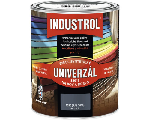 Univerzální barva Industrol S2013 Email syntetický na kov a dřevo 1550 antracit 0,75 l Univerzální barva Industrol S2013 Email syntetický na kov a dřevo 1550 antracit 0,75 l