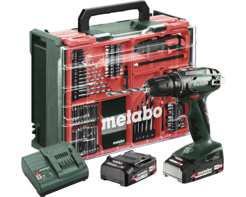 Aku vrtací šroubovák Metabo BS 18 Set
18 V 2 Ah se 74dílnou dílnou, 602207710 Sada akumulátorového vrtacího šroubováku Metabo se sadou vrtáků a bitů, nabíječkou a akumulátory v kufříku na nářadí