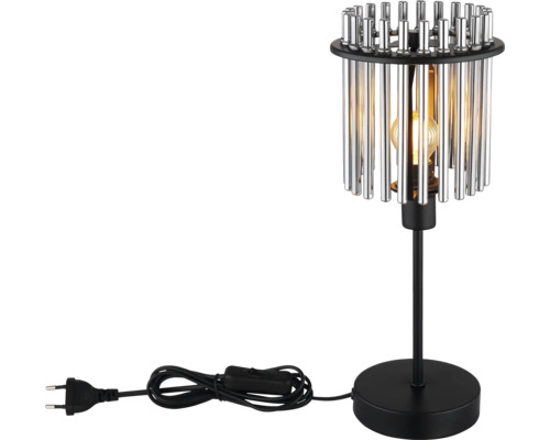 Stolní lampa se stínidlem z kovových tyčí a kulatou základnou