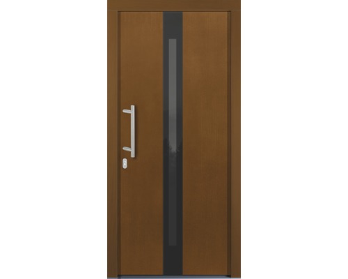 Moderní vchodové dveře se skleněnou výplní a klikou