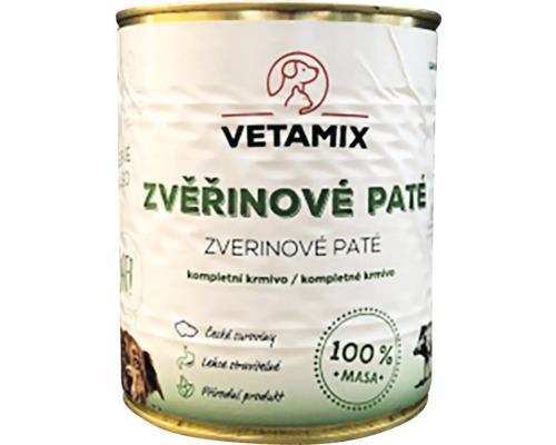 Konzerva pro psy VETAMIX zvěřinové paté 850 g