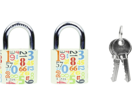 Dva zámky s číselným vzorem a klíče