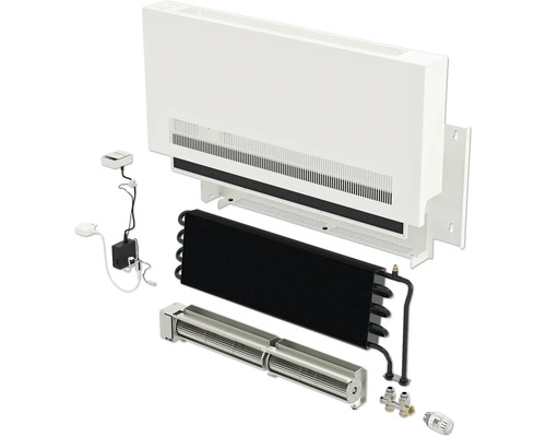 Rozložený pohled na radiátor s příslušenstvím