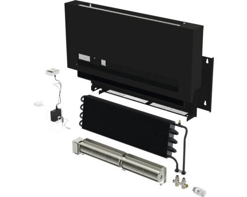 Rozkreslený pohled na radiátor s ventilátorovým konvektorem