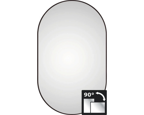 Oválné zrcadlo do koupelny v rámu DSK Black Oval 60 x 100 cm
