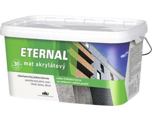 Univerzální barva Eternal mat akrylátový antracit 5 kg Kbelík s matnou akrylátovou barvou pro různé povrchy