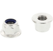 Dvě kovové přírubové matice