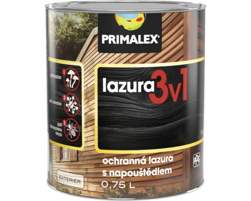 Lazura na dřevo PRIMALEX 3v1 tenkovrstvá tis kanadský 0,75 l Primalex lazura na dřevo 3v1, 0,75 litru, ochrana proti houbám, rozkladu a hmyzu