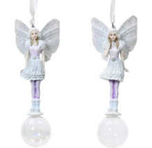 Dvě vánoční koule víly s křídly a šaty