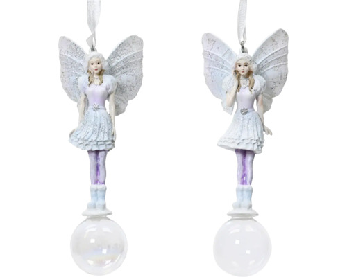 Víla polyresin Dvě vánoční koule víly s křídly a šaty