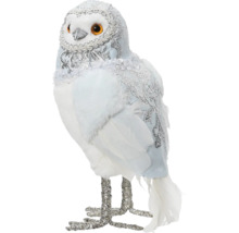 Dekorativní sněžná sova s třpytivými detaily pro slavnostní výzdobu