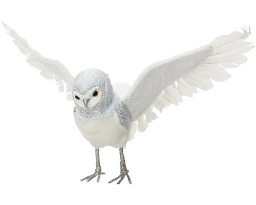 Sova polyester závěsná se třpytkami 23 x 68 x 16 cm modro-bílá Dekorativní sova s roztaženými křídly