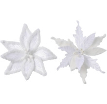 Dvě bílé umělé vánoční hvězdy na ozdobu