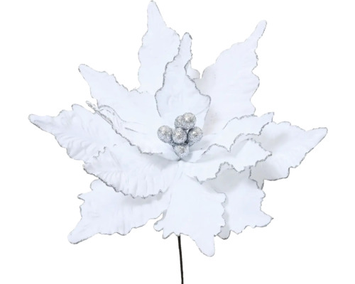 Umělá květina sametová vánoční hvězda poinsettia Ø50 x 66 cm bílá Dekorativní, umělá vánoční hvězda