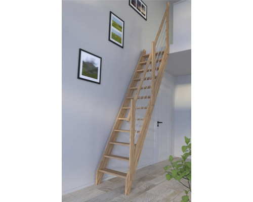 Dřevěné schodiště se zábradlím v interiéru