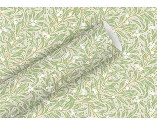 Balicí papír EKO listy 2 m zelený Dekorační látka se vzorem listů a bobulí