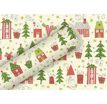Balicí papír s domy, vánočními stromky a dárky
