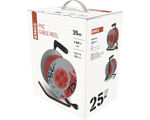 Balení kabelového bubnu EMOS s 25 metry PVC kabelu