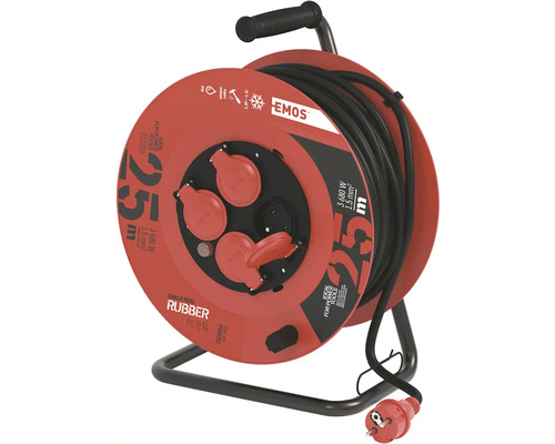 Kabelový buben s gumovým kabelem, délka 25 metrů