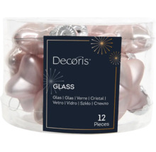 Balení dvanácti skleněných srdcí Decoris pro vánoční dekorace