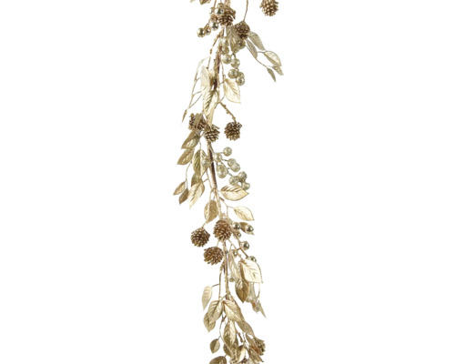 Dekorativní girlanda s listy, bobulemi a šiškami pro slavnostní dekorace