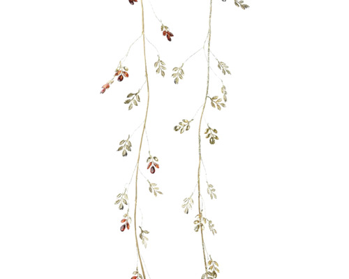 Girlanda akrylová Dekorativní větev s listy a bobulemi k dekoraci