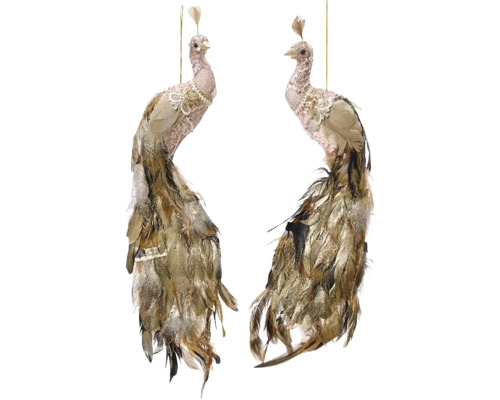 Páv polyester Dva ozdobní pávové k zavěšení