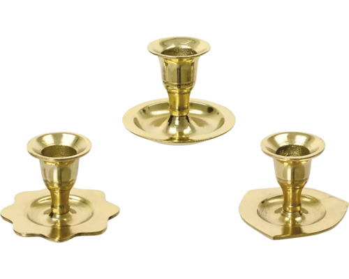 Svícen kovový Tři zlaté svícny různých tvarů