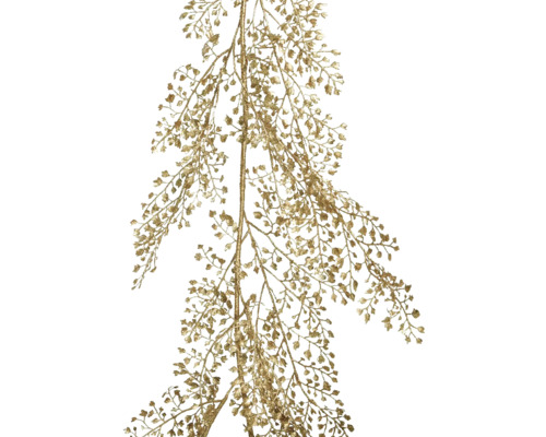 Girlanda umělá se třpytkami 5 x 20 x 130 cm zlatá Dekorativní girlanda s malými lístky pro interiérový design
