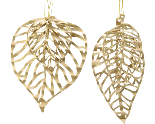 List kovový Dvě ozdoby ve tvaru listů k zavěšení