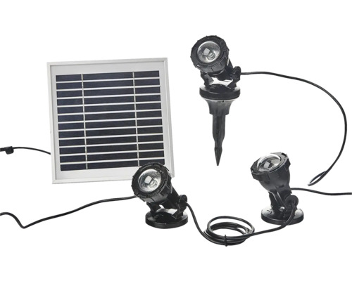 Sada solárních jezírkových svítidel se třemi světly a solárním modulem
