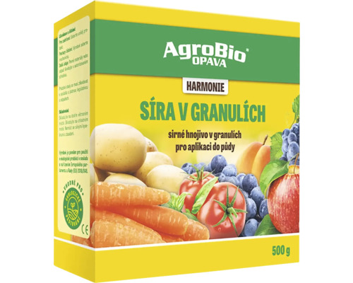 Hnnojivo pro zeleninu a ovoce granulované pro aplikaci do půdy AgroBio HARMONIE Síra v granulích 500 g