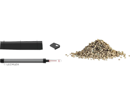 Příslušenství pro květináče sestávající z vložky, ukazatele hladiny vody, dělicího dna a rostlinného granulátu