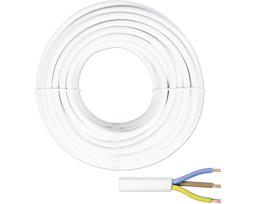 Silový kabel H05 VV-F 3G1,5 mm² 20 m bílá Bílý elektroinstalační kabel v kruhu